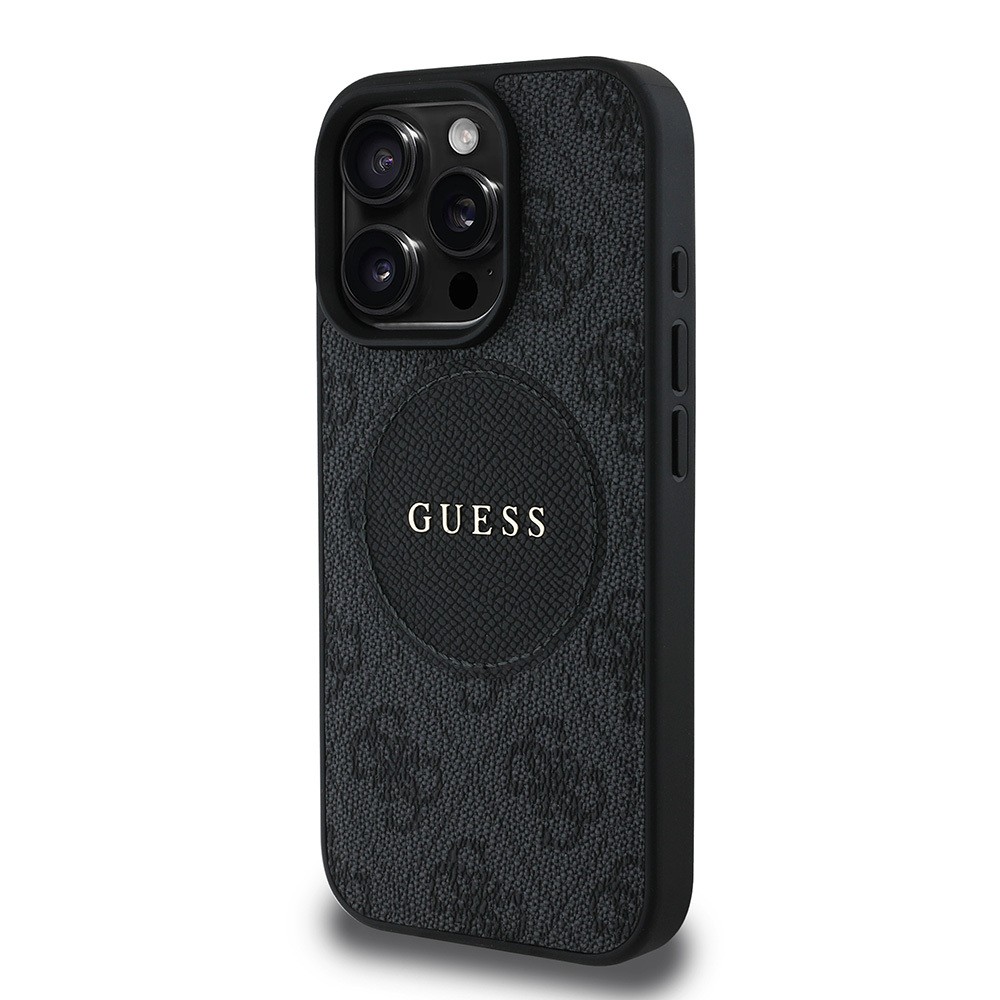 Apple iPhone 15 Pro Max Kılıf Guess Orjinal Lisanslı Magsafe Şarj Özellikli Yazı Logolu Circle Classic Kapak
