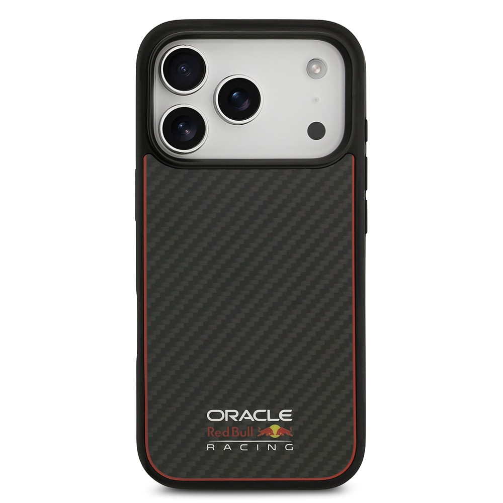 Apple iPhone 17 Pro Kılıf Redbull Orjinal Lisanslı M-safe Şarj Özellikli Karbon Fiber Parlayan Logolu Kevlar Kapak