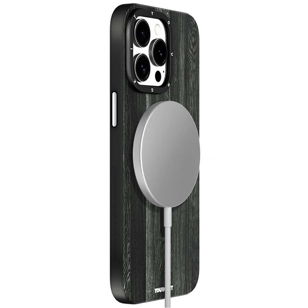 iPhone 15 Pro Max Kılıf Magsafe Şarj Özellikli Sararmaya Dayanıklı Youngkit Wood Forest Serisi Kılıf