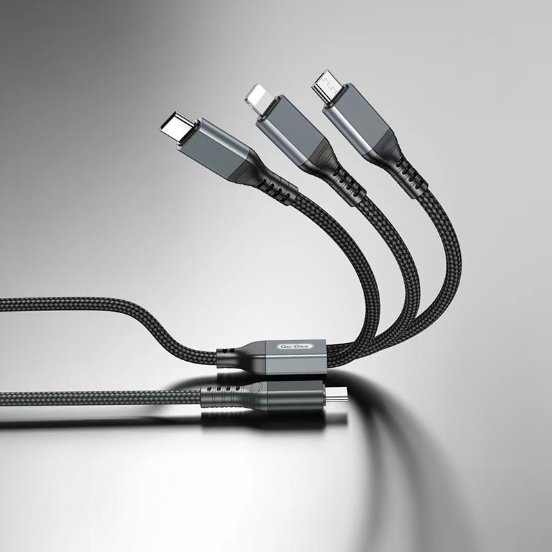 Go-Des GD-UC617 3in1 Type-C to Lightning – Type-C – Micro USB Ultra Hızlı PD Şarj Kablosu 100W 1.2M