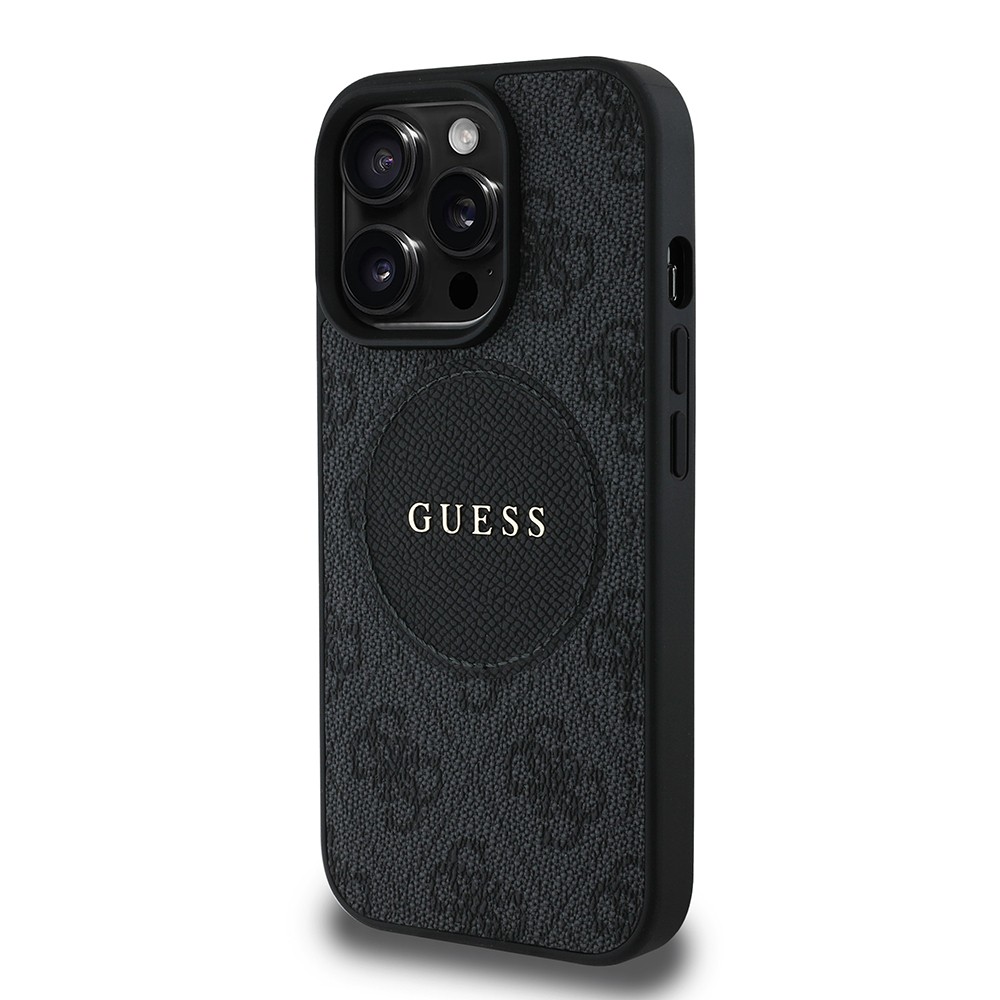 Apple iPhone 14 Pro Max Kılıf Guess Orjinal Lisanslı M-safe Şarj Özellikli Yazı Logolu Circle Classic Kapak