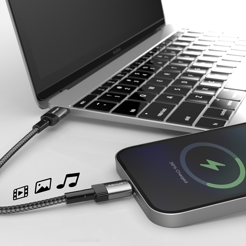 Lenyes LC546 USB-A to Lightning Örgü Tasarımlı Hızlı Şarj Özellikli Data ve Şarj Kablosu 12W 1M
