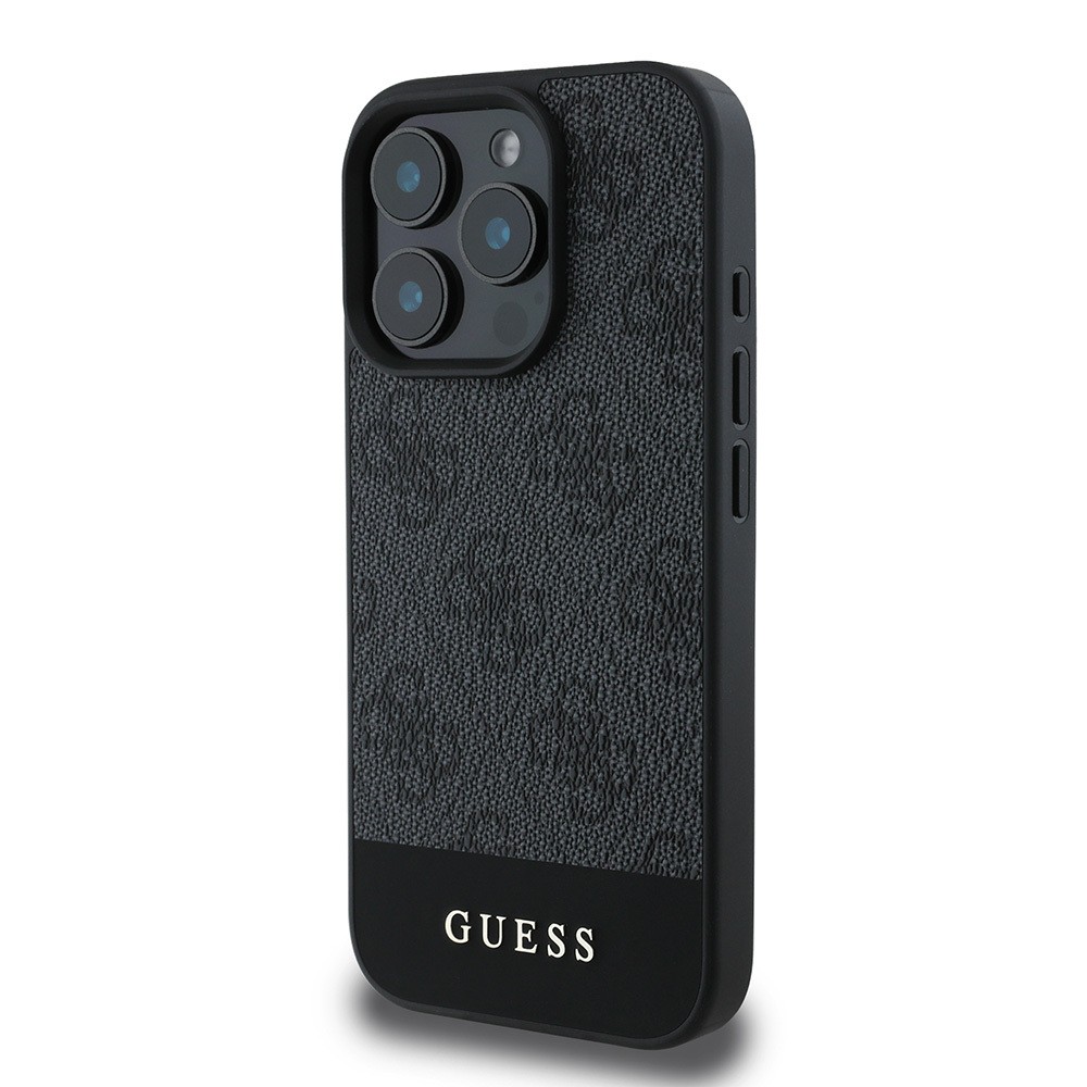 Apple iPhone 16 Pro Max Kılıf Guess Orjinal Lisanslı PU Deri Şerit Logo Dizaynlı Kapak