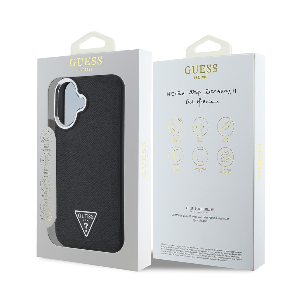 iPhone 16 Kılıf Guess Orjinal Lisanslı Magsafe Şarj Özellikli Grained Triangle Kılıf