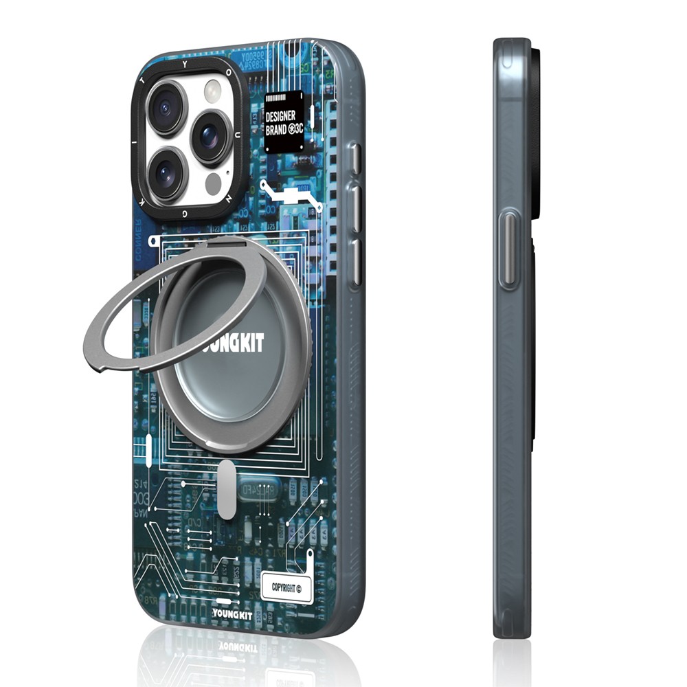 iPhone 14 Pro Max Kılıf Magsafe Şarj Özellikli Youngkit 360° Standlı Technology Serisi Kılıf