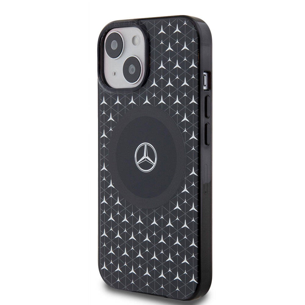iPhone 15 Kılıf Mercedes Benz Orjinal Lisanslı Magsafe Şarj Özellikli Çift Katmanlı Mini Yıldız Desenli Kılıf