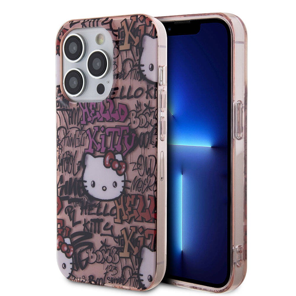 iPhone 15 Pro Kılıf Hello Kitty Orjinal Lisanslı İkonik Logolu Etiket Graffiti Kılıf