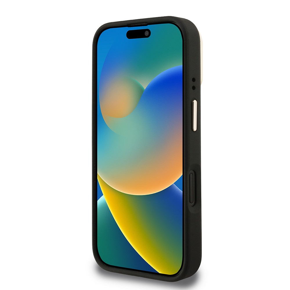 Apple iPhone 16 Plus Kılıf Guess Orjinal Lisanslı PU Deri 4G Desenli Metal Büyük 4G ve Yazı Logolu Kamera Standlı Kapak