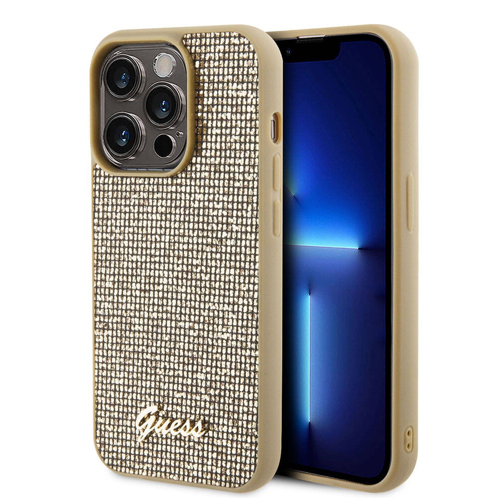 iPhone 15 Pro Kılıf Guess Orjinal Lisanslı Yazı Logolu Disco Script Metal Kılıf