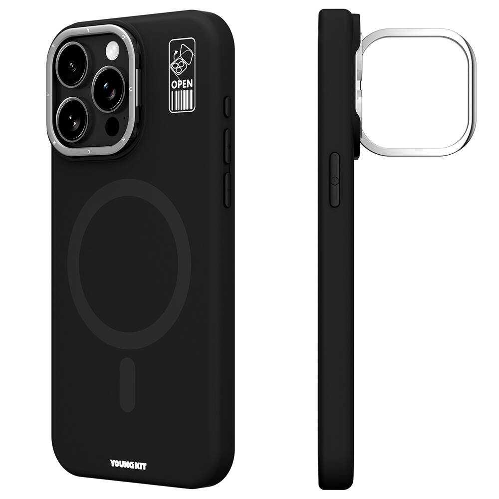 iPhone 15 Pro Max Kılıf Magsafe Şarj Özellikli Kamera Standlı Youngkit Bitty Cream Kapak