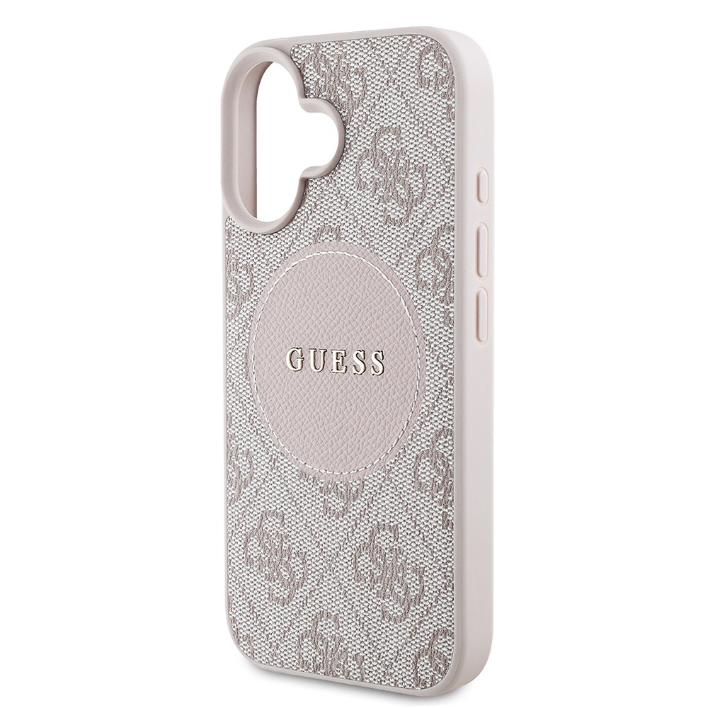 Apple iPhone 16 Kılıf Guess Orjinal Lisanslı Magsafe Şarj Özellikli Yazı Logolu Circle Classic Kapak