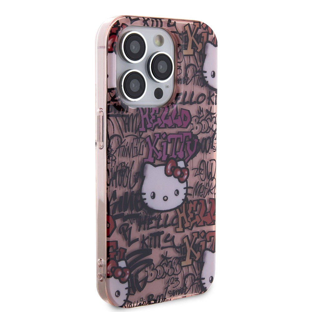 iPhone 15 Pro Kılıf Hello Kitty Orjinal Lisanslı İkonik Logolu Etiket Graffiti Kılıf