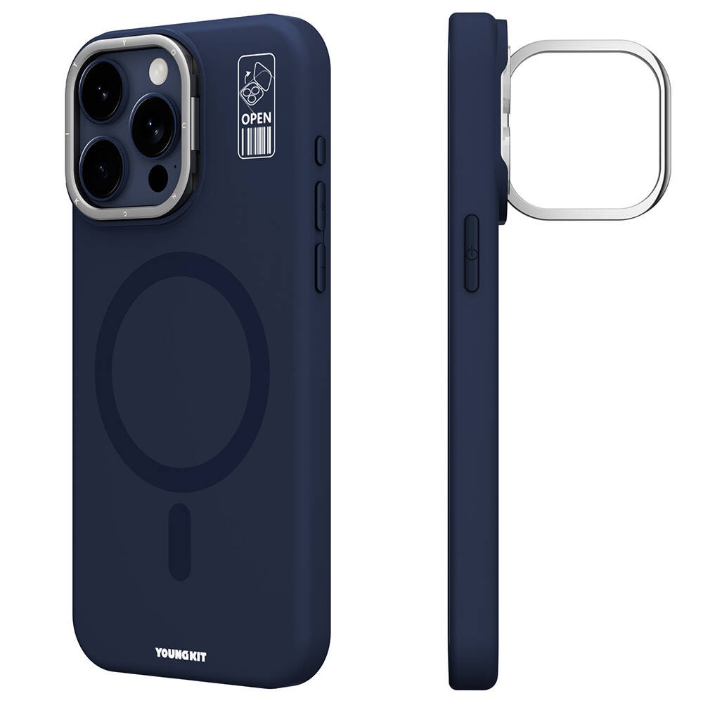iPhone 15 Pro Max Kılıf Magsafe Şarj Özellikli Kamera Standlı Youngkit Bitty Cream Kapak