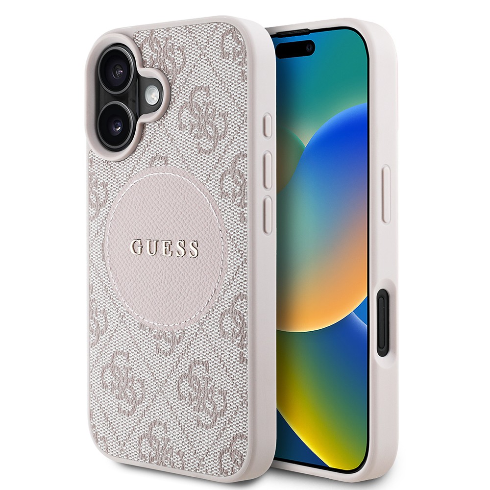 Apple iPhone 16 Kılıf Guess Orjinal Lisanslı Magsafe Şarj Özellikli Yazı Logolu Circle Classic Kapak
