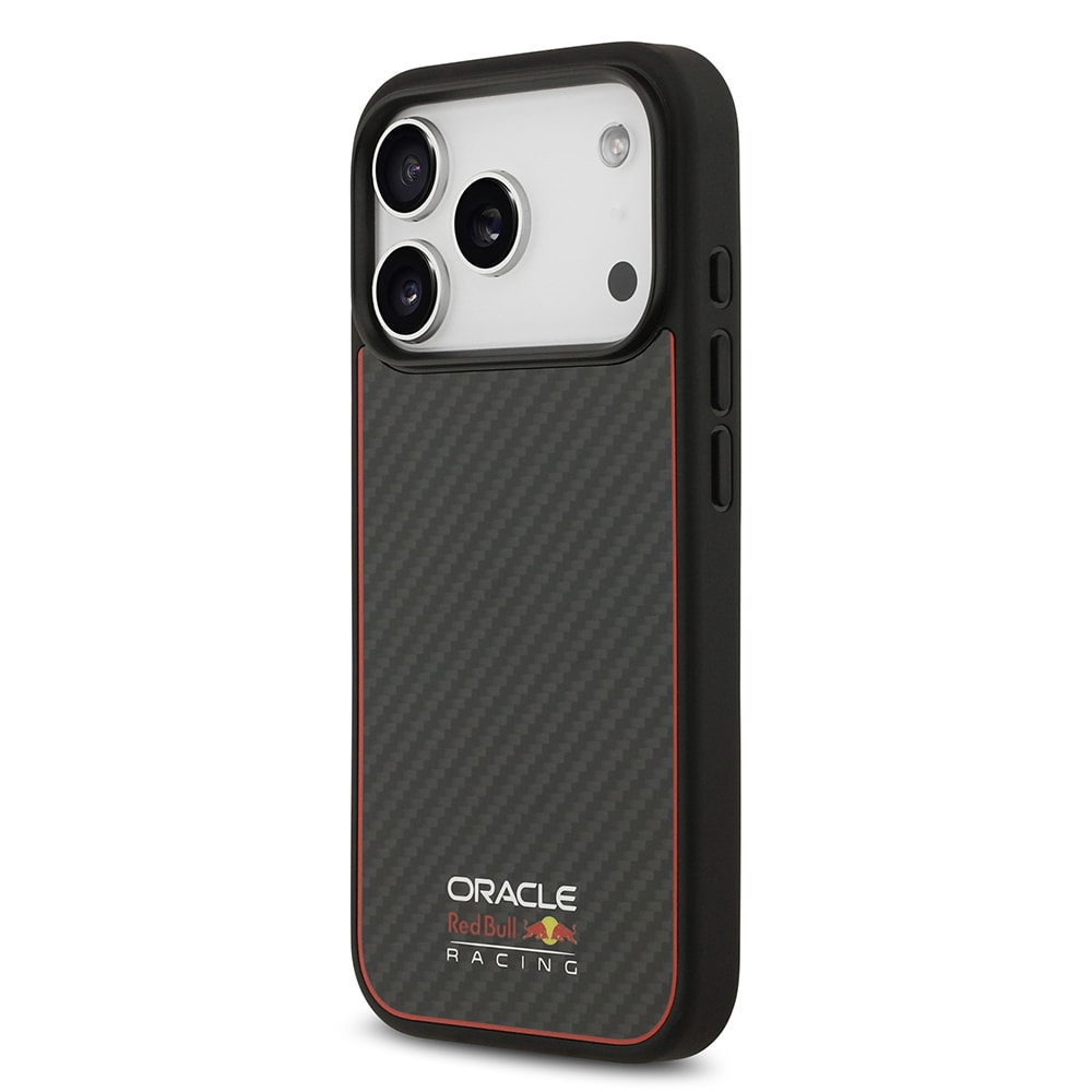 Apple iPhone 17 Pro Kılıf Redbull Orjinal Lisanslı M-safe Şarj Özellikli Karbon Fiber Parlayan Logolu Kevlar Kapak