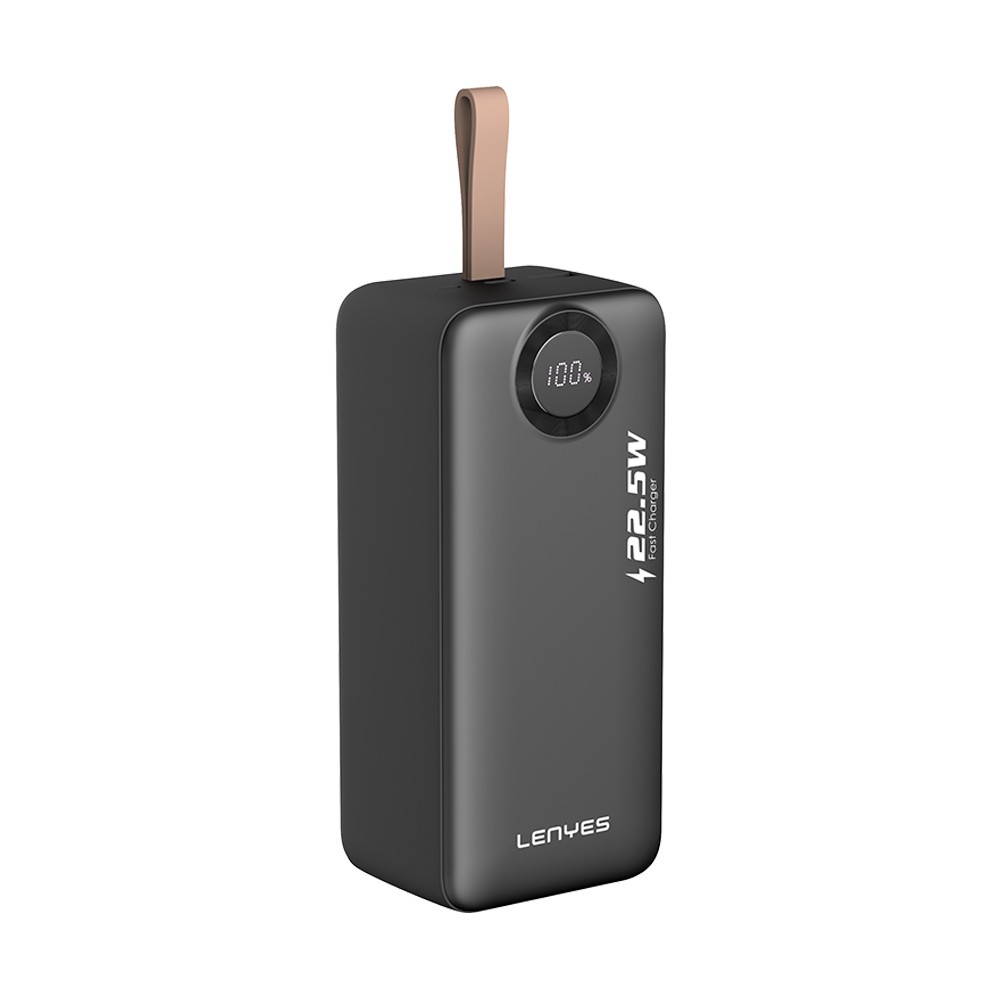 Lenyes PXD487D Dijital LED Göstergeli Type-C ve Lightning Kablolu Askılı Powerbank 22.5W 40.000mAh