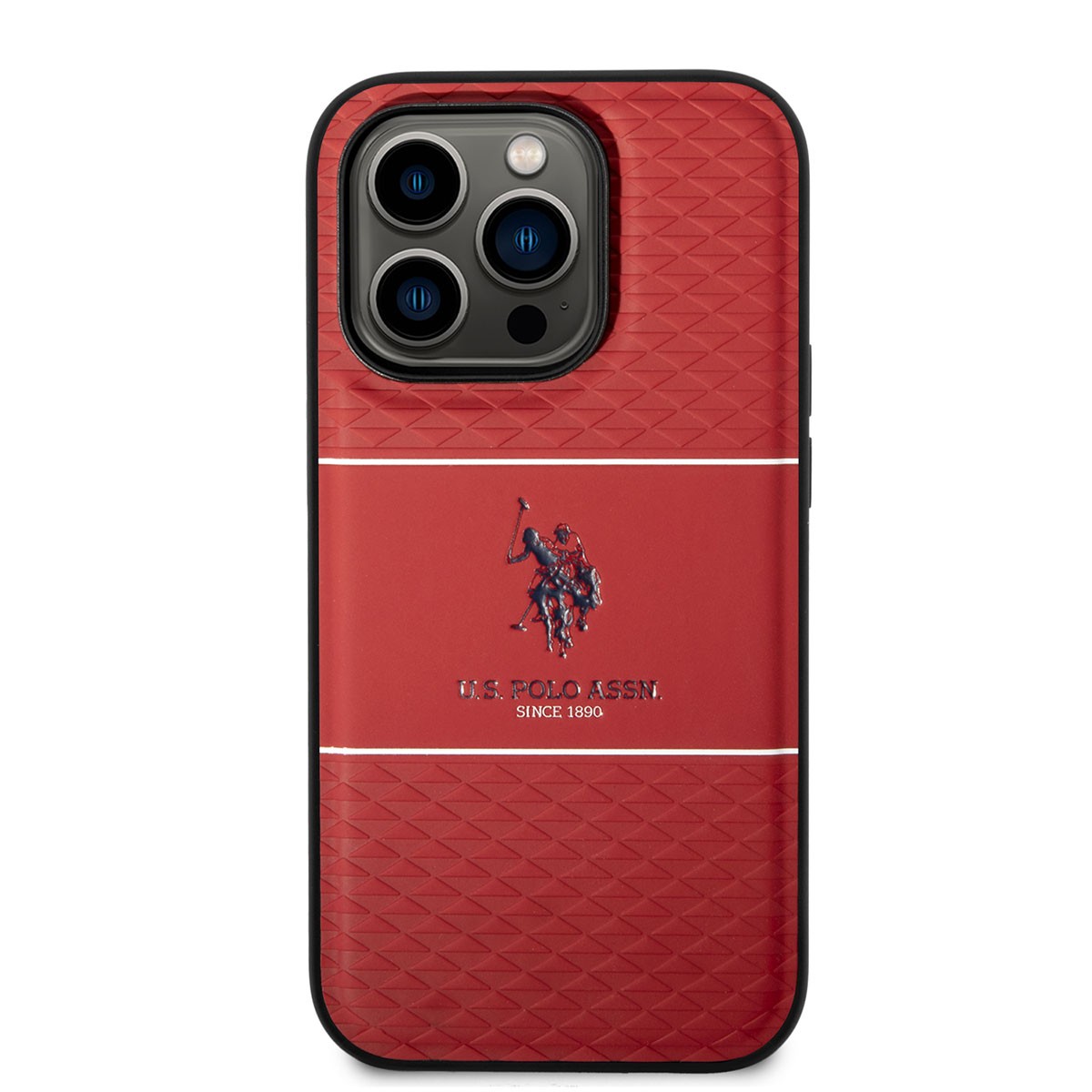 iPhone 14 Pro Kılıf U.S. POLO ASSN. Deri Şeritli Logo Dizayn Kılıf