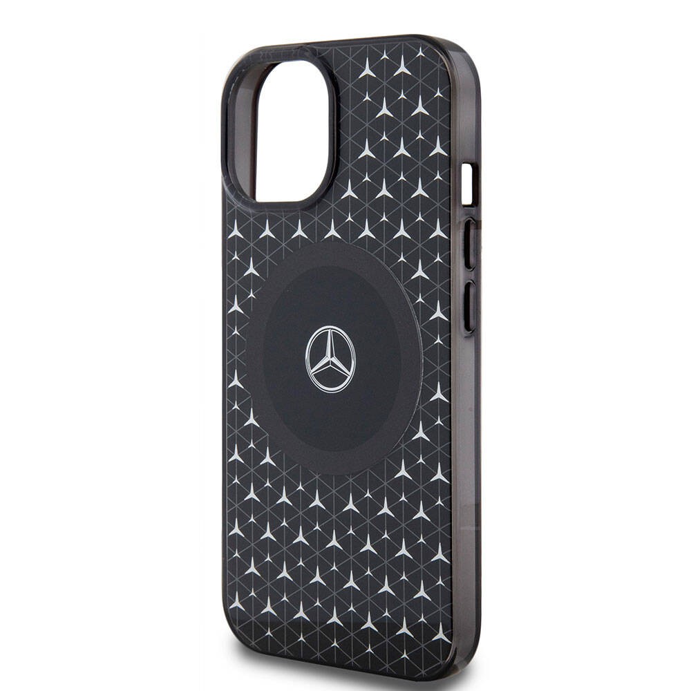 iPhone 15 Kılıf Mercedes Benz Orjinal Lisanslı Magsafe Şarj Özellikli Çift Katmanlı Mini Yıldız Desenli Kılıf