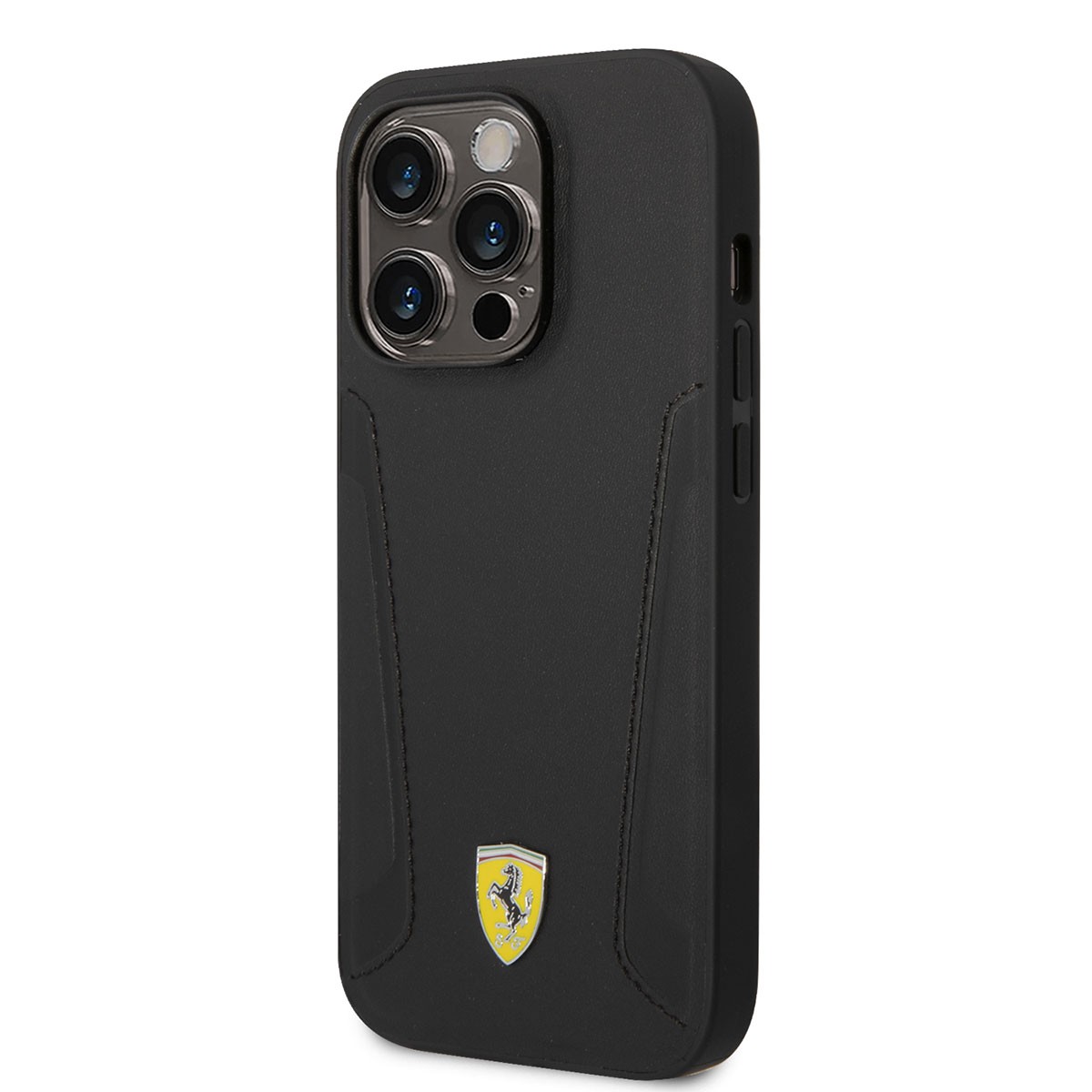 iPhone 14 Pro Kılıf Ferrari Magsafe Şarj Özellikli Deri Kenarları Damgalı Dizayn Kılıf