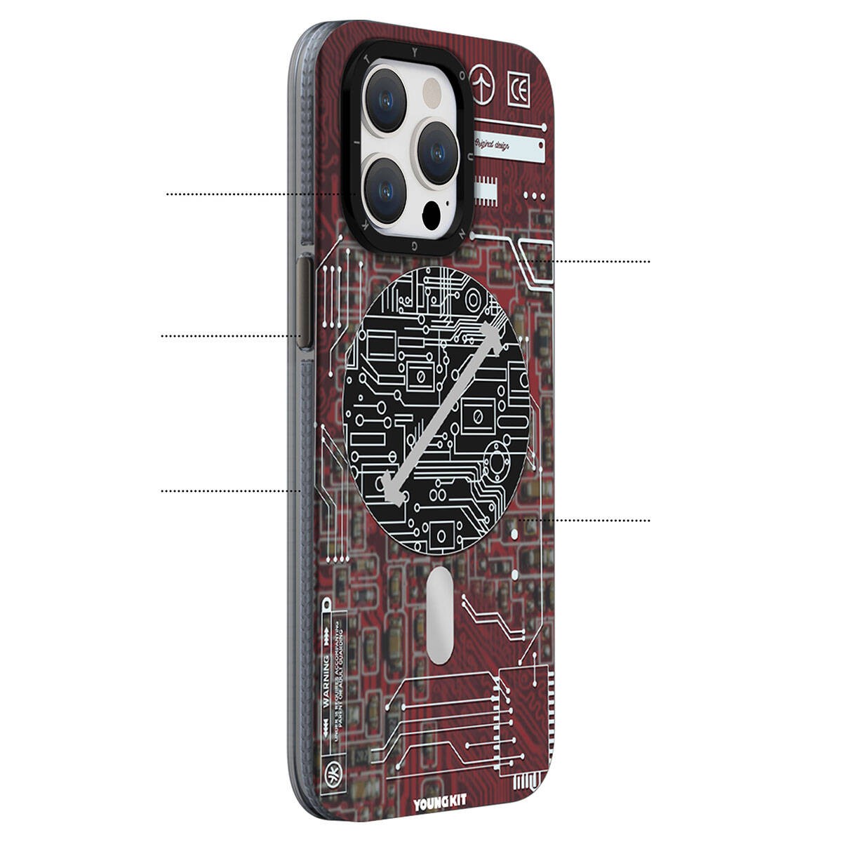 iPhone 15 Kılıf Magsafe Şarj Özellikli YoungKit Technology Serisi Kılıf