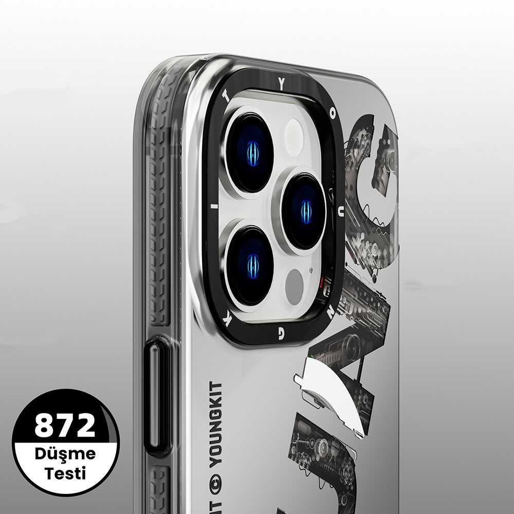 iPhone 14 Pro Max Kılıf Magsafe Şarj Özellikli Yazı Temalı YoungKit Mechanic Serisi Kılıf