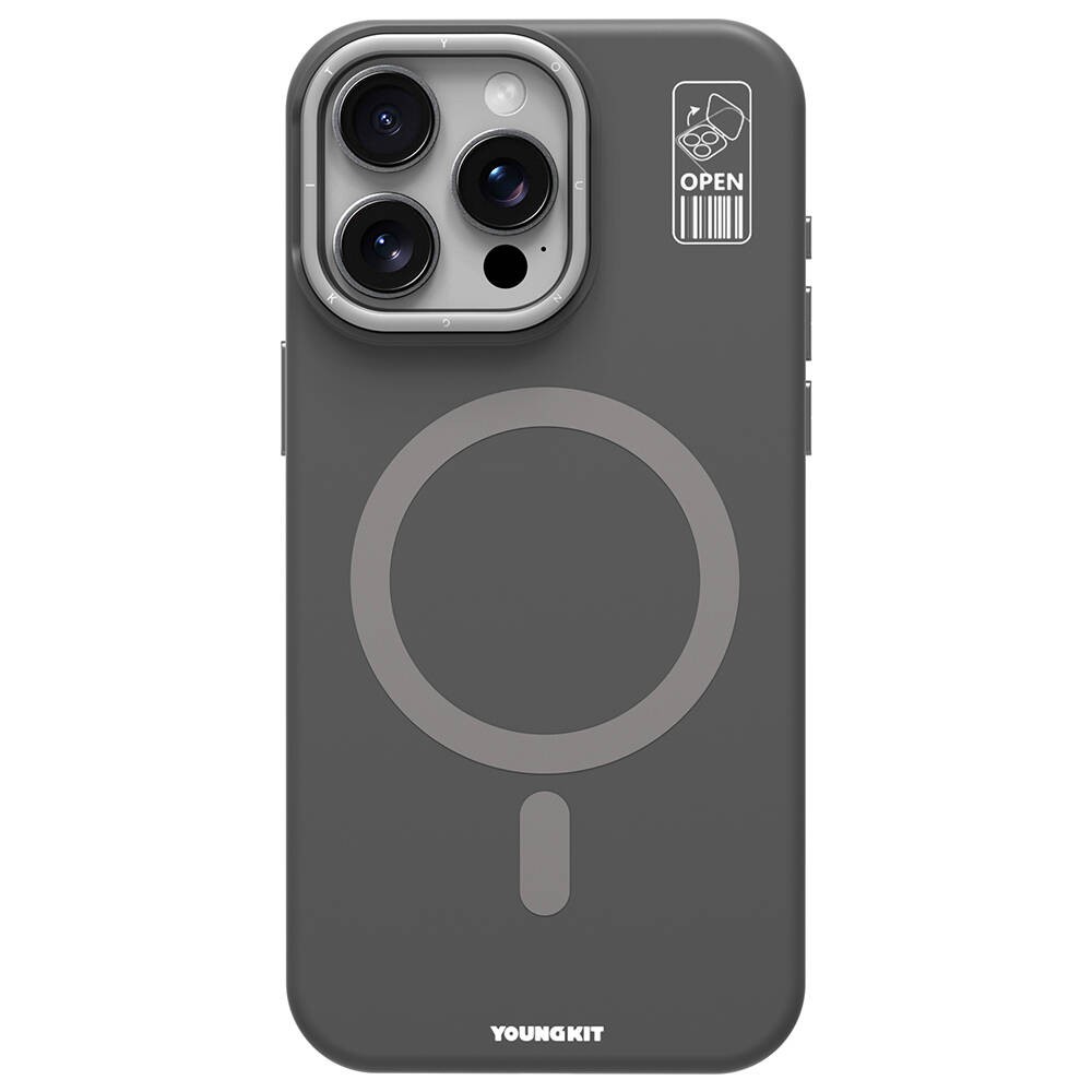 iPhone 15 Pro Max Kılıf Magsafe Şarj Özellikli Kamera Standlı Youngkit Bitty Cream Kapak