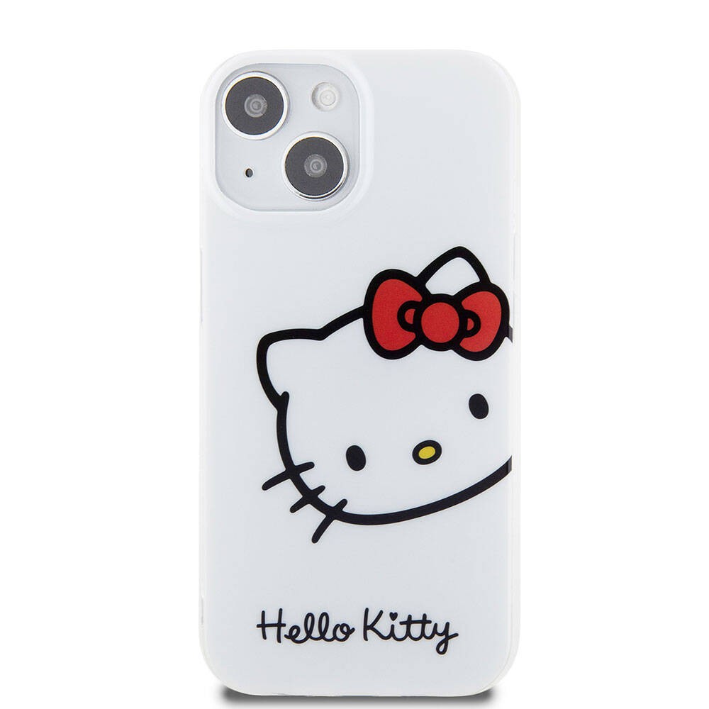 iPhone 15 Kılıf Hello Kitty Orjinal Lisanslı Yazı ve İkonik Logolu Kitty Head Kılıf