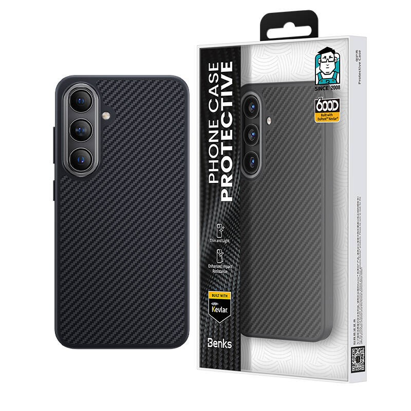 Galaxy S25 Kılıf Karbon Fiber M-safe Şarj Özellikli Benks Hybrid ArmorPro 600D Kevlar Kapak