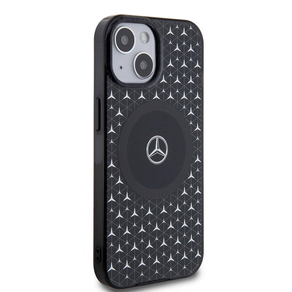 iPhone 15 Kılıf Mercedes Benz Orjinal Lisanslı Magsafe Şarj Özellikli Çift Katmanlı Mini Yıldız Desenli Kılıf
