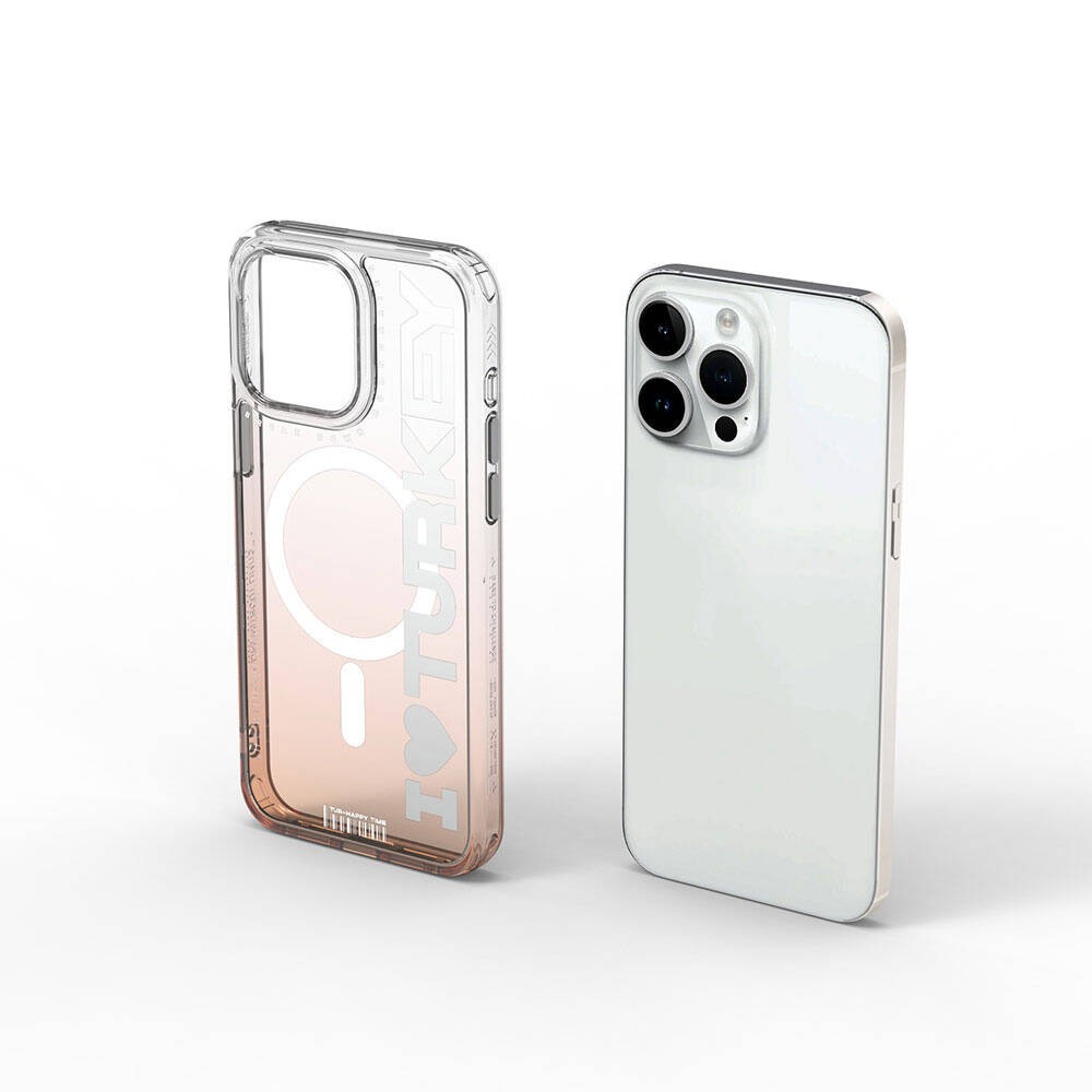 iPhone 15 Pro Kılıf Magsafe Şarj Özellikli Transparan Renk Geçişli Wiwu Turkey C Serisi Kılıf