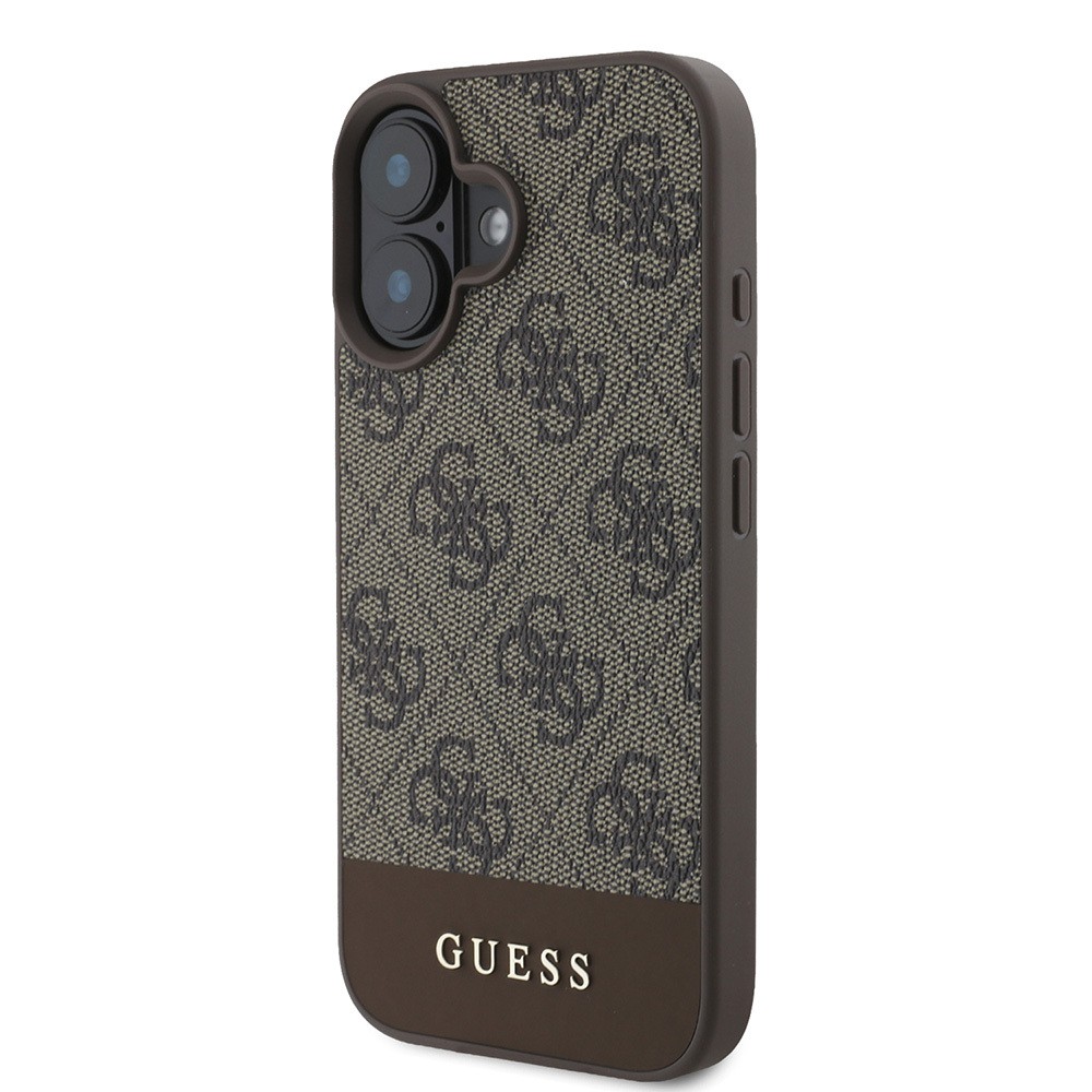 Apple iPhone 16 Kılıf Guess Orjinal Lisanslı PU Deri Şerit Logo Dizaynlı Kapak