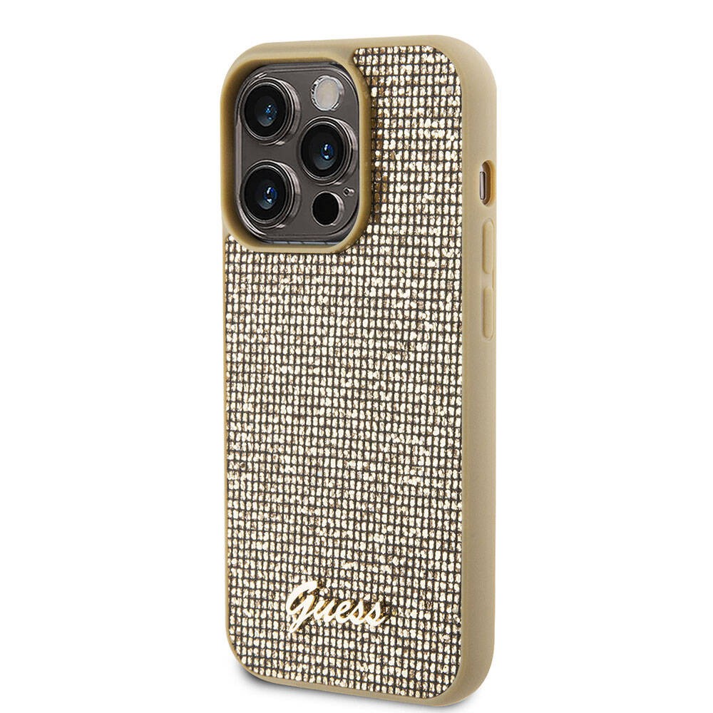 iPhone 15 Pro Kılıf Guess Orjinal Lisanslı Yazı Logolu Disco Script Metal Kılıf