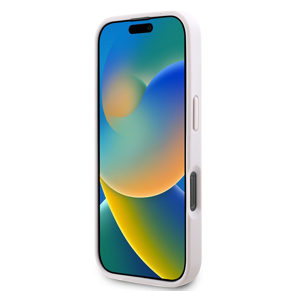 Apple iPhone 16 Pro Kılıf Guess Orjinal Lisanslı PU Deri Taşlı Üçgen Logo 4G Desenli Strass Kapak