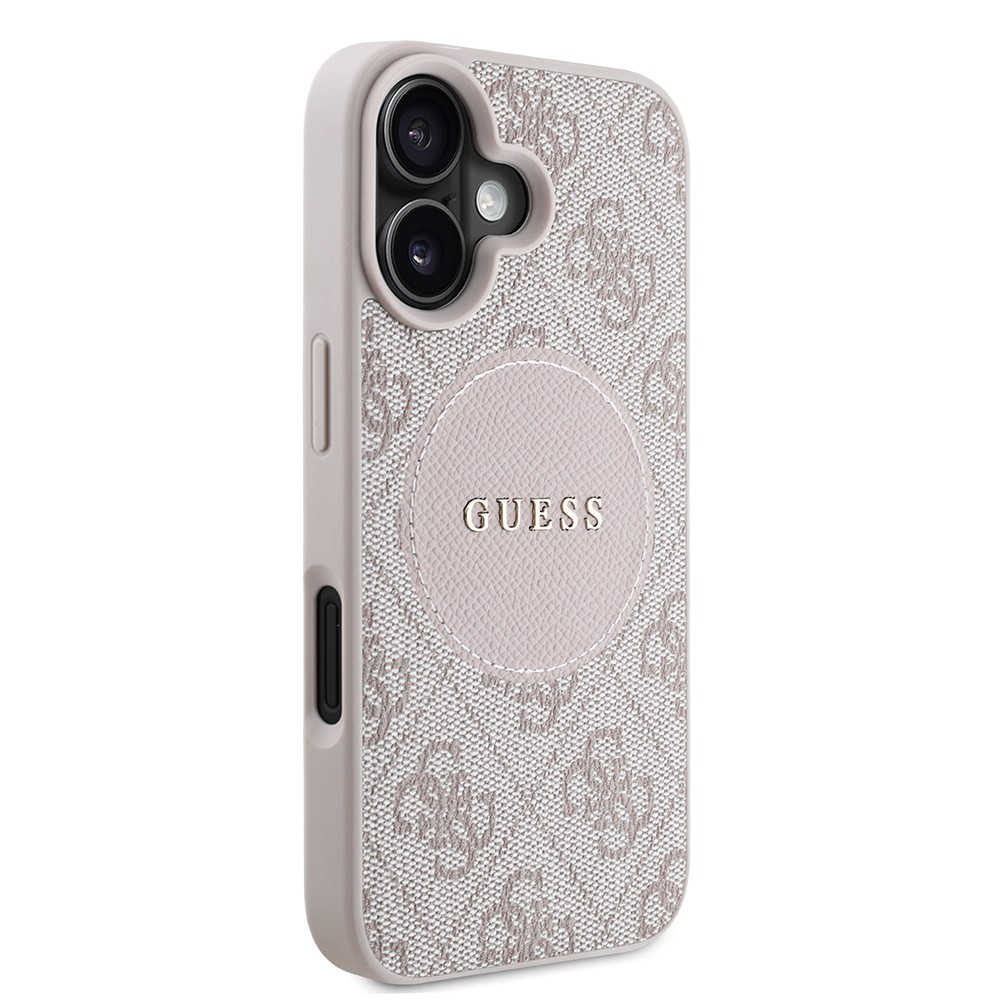 Apple iPhone 16 Kılıf Guess Orjinal Lisanslı Magsafe Şarj Özellikli Yazı Logolu Circle Classic Kapak