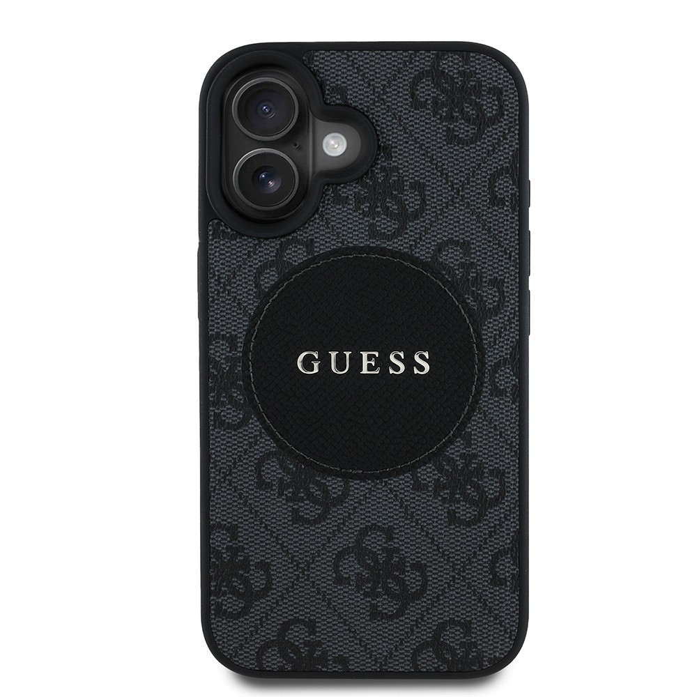 Apple iPhone 16 Kılıf Guess Orjinal Lisanslı Magsafe Şarj Özellikli Yazı Logolu Circle Classic Kapak
