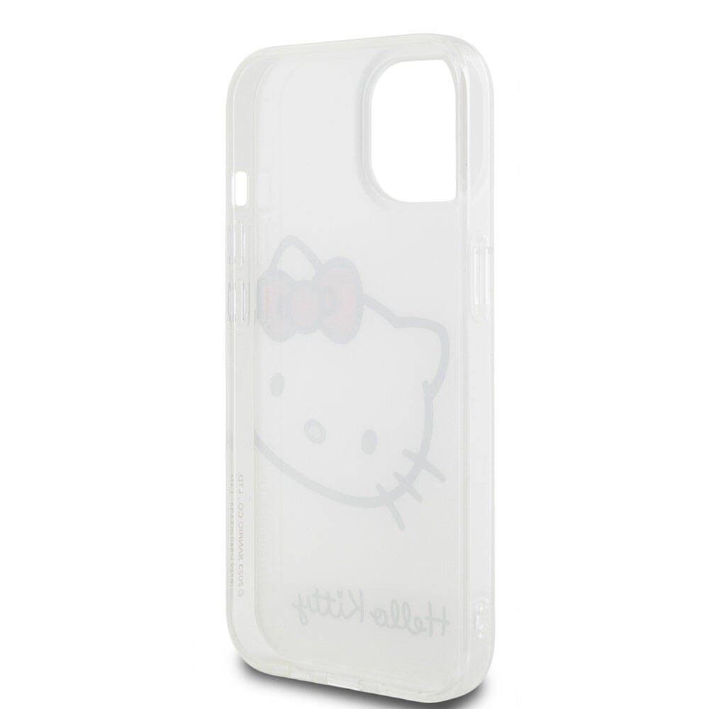 iPhone 15 Kılıf Hello Kitty Orjinal Lisanslı Yazı ve İkonik Logolu Kitty Head Kılıf