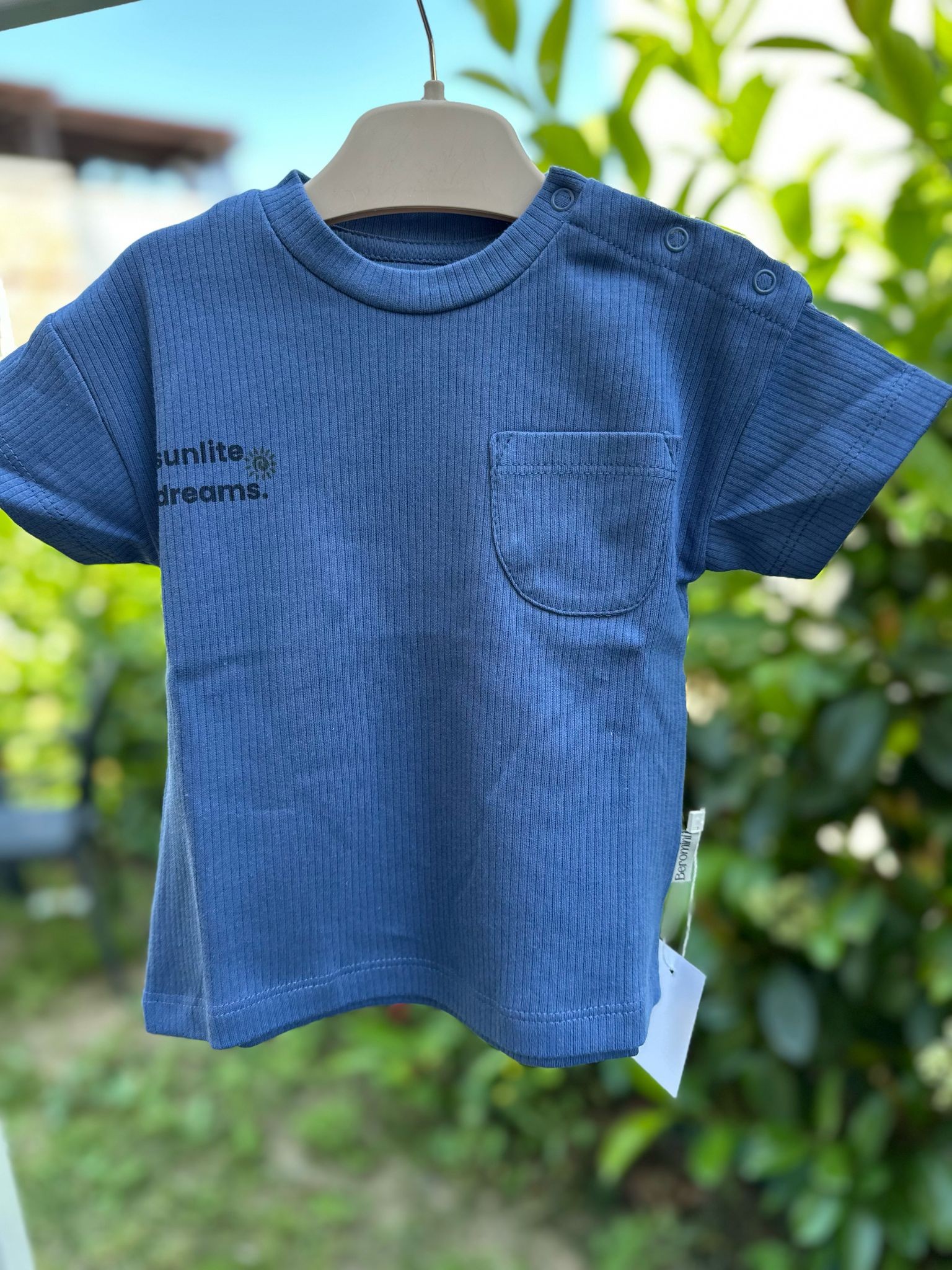 Sunlite Dreams. Lacivert Şort T-shirt İkili Takım %100 Pamuk Erkek