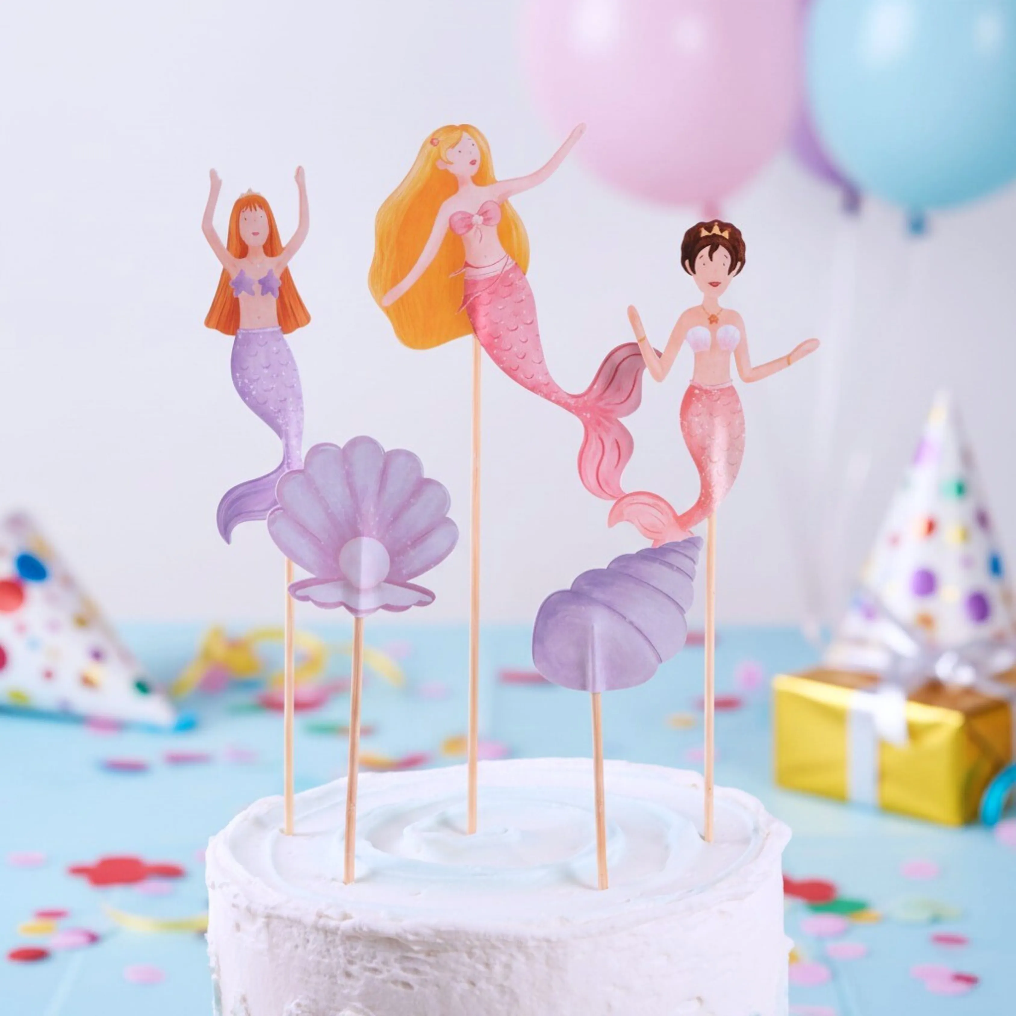 Deniz Kızı Pasta Süsü İstiridye ve Deniz Kabuğu - Mermaid Cake Topper Oysters and Shells