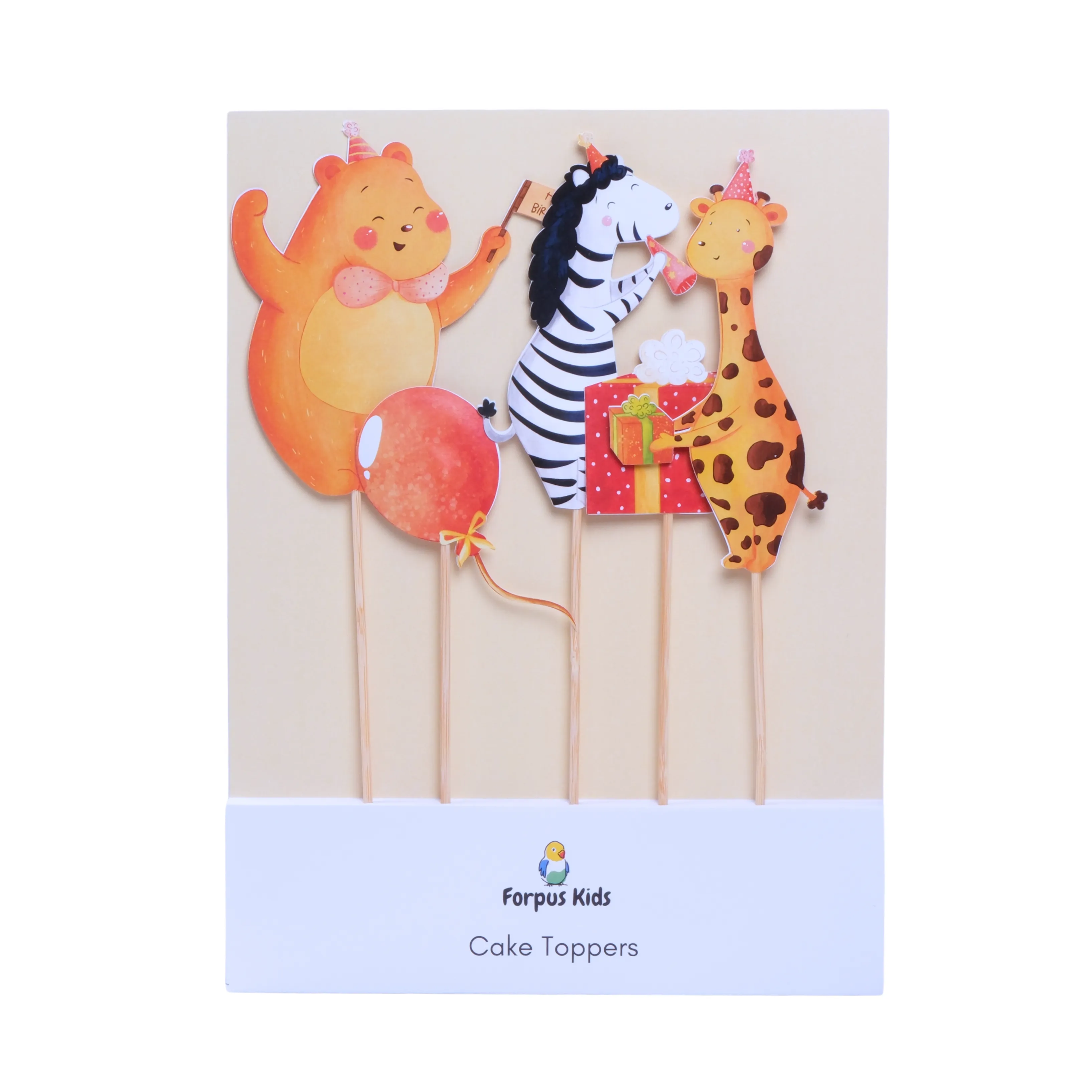 Hayvanlar Pasta Süsü Balon ve Kutu - Animals Cake Topper Balloon and Gift Box