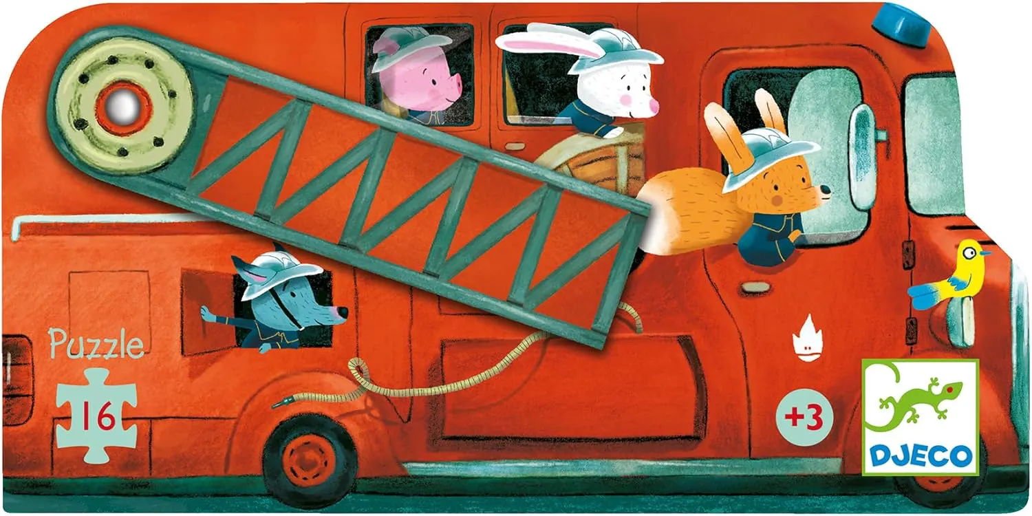 Djeco - Dekoratif Puzzle 16 Parça - The Fire Truck