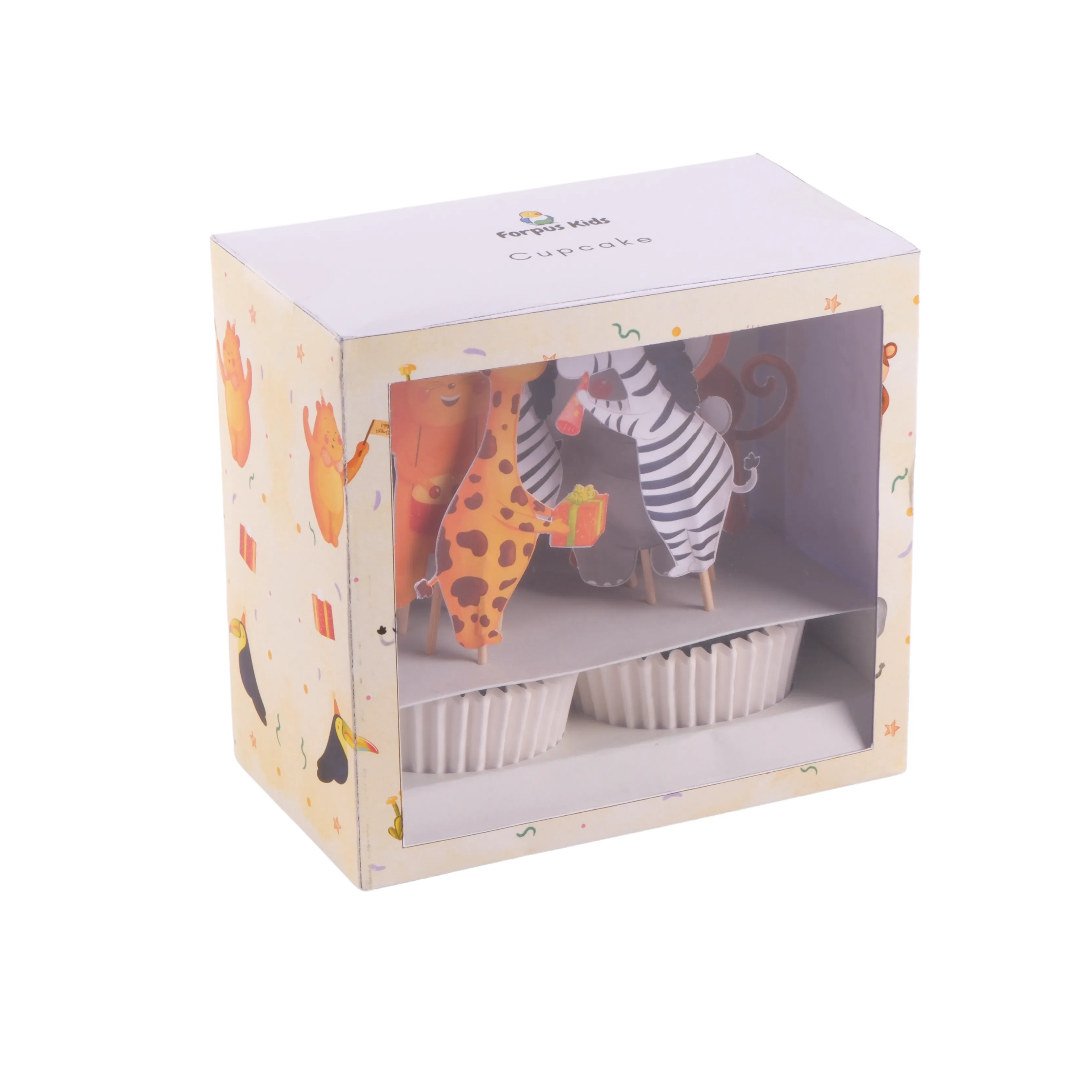 Hayvanlar Cupcake Seti - Animal Cupcake Kit - 12'li
