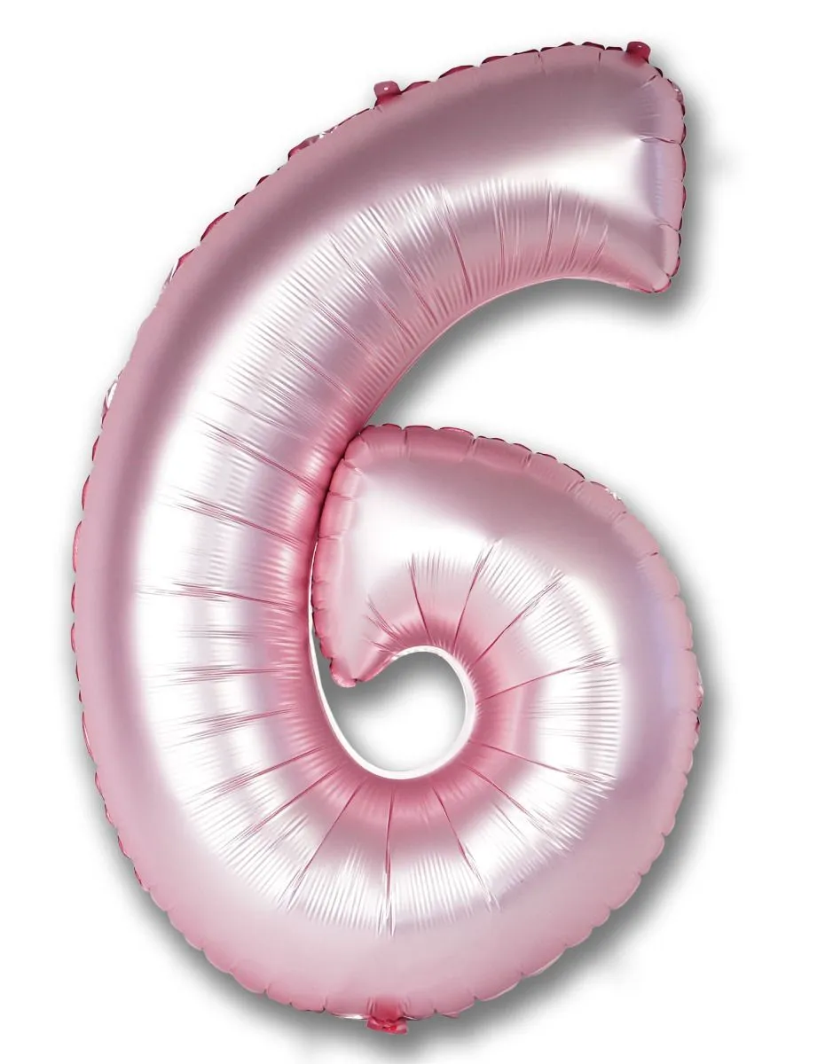 Forpus Kids - Krom Açık Pembe 6 Rakam Balonu 100 cm (40”)