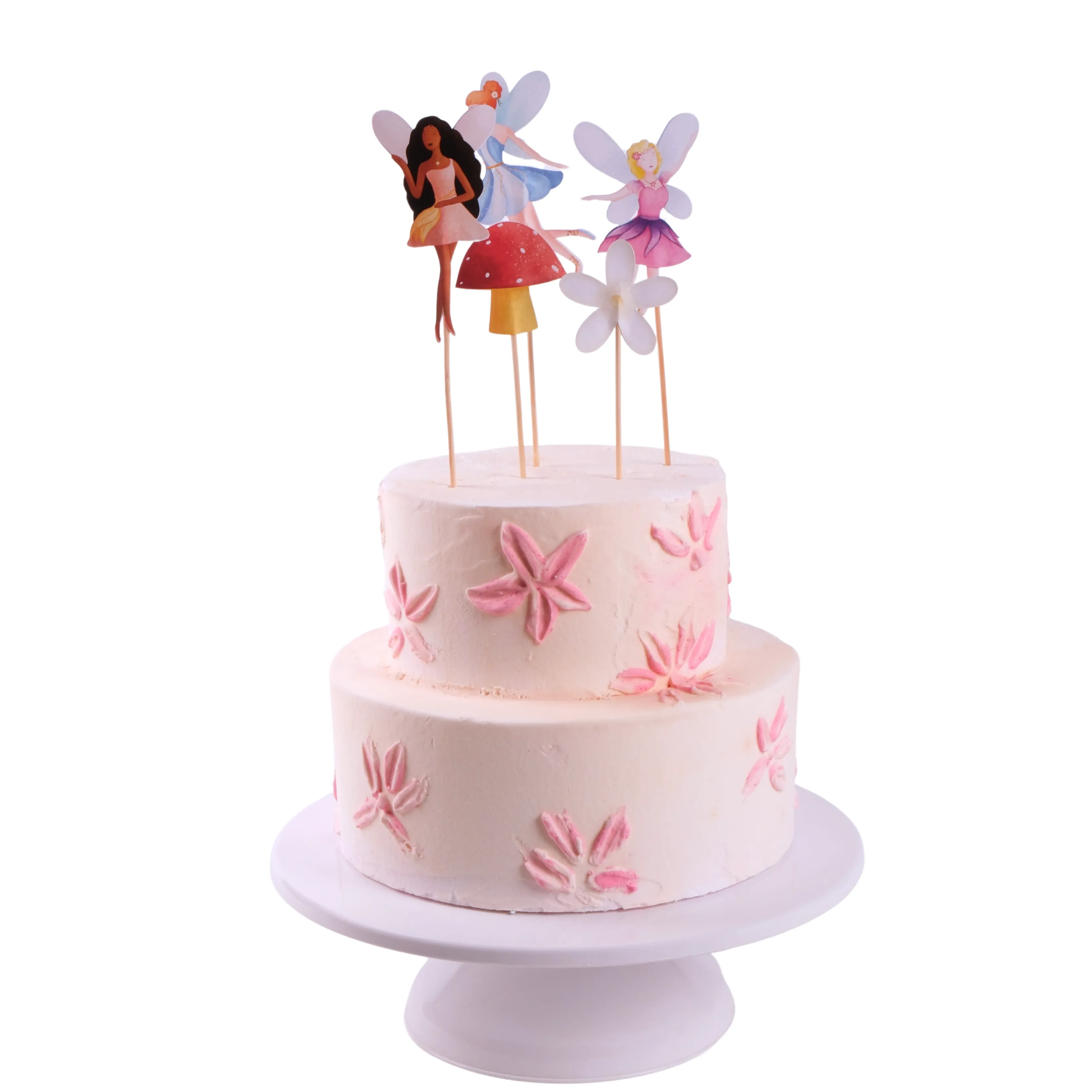 Peri Kızı Pasta Süsü Mantar ve Çiçek - Fairy Cake Topper Mushroom and Flower