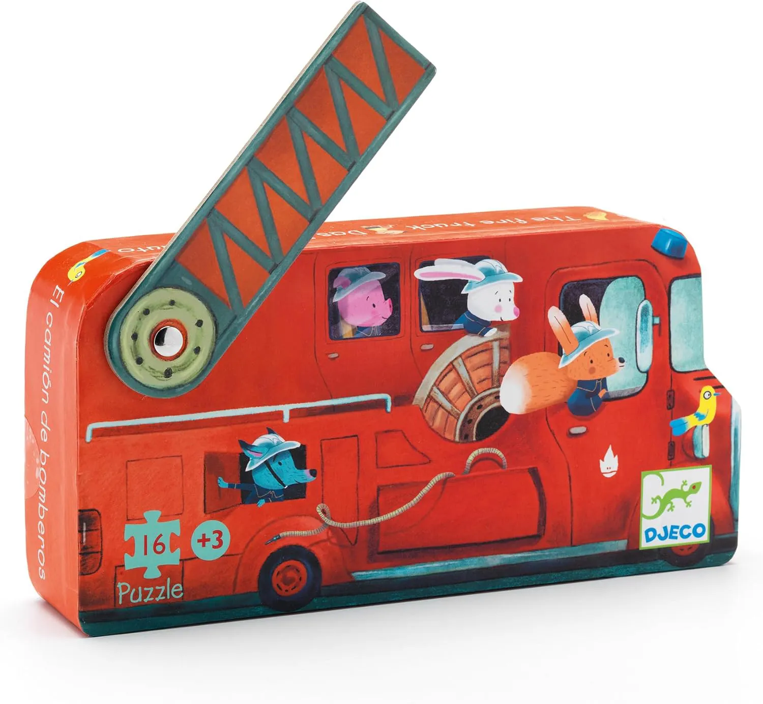 Djeco - Dekoratif Puzzle 16 Parça - The Fire Truck