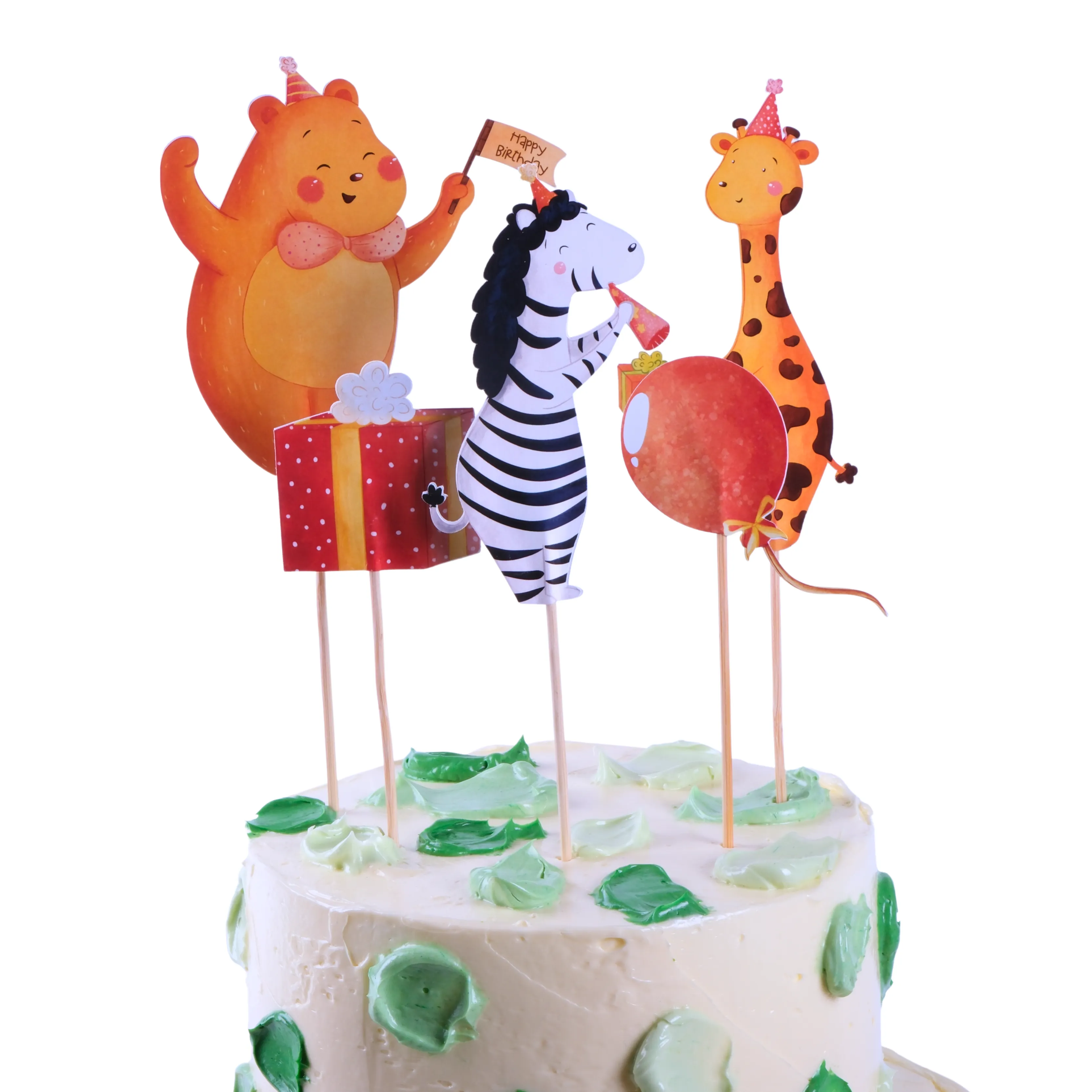 Hayvanlar Pasta Süsü Balon ve Kutu - Animals Cake Topper Balloon and Gift Box
