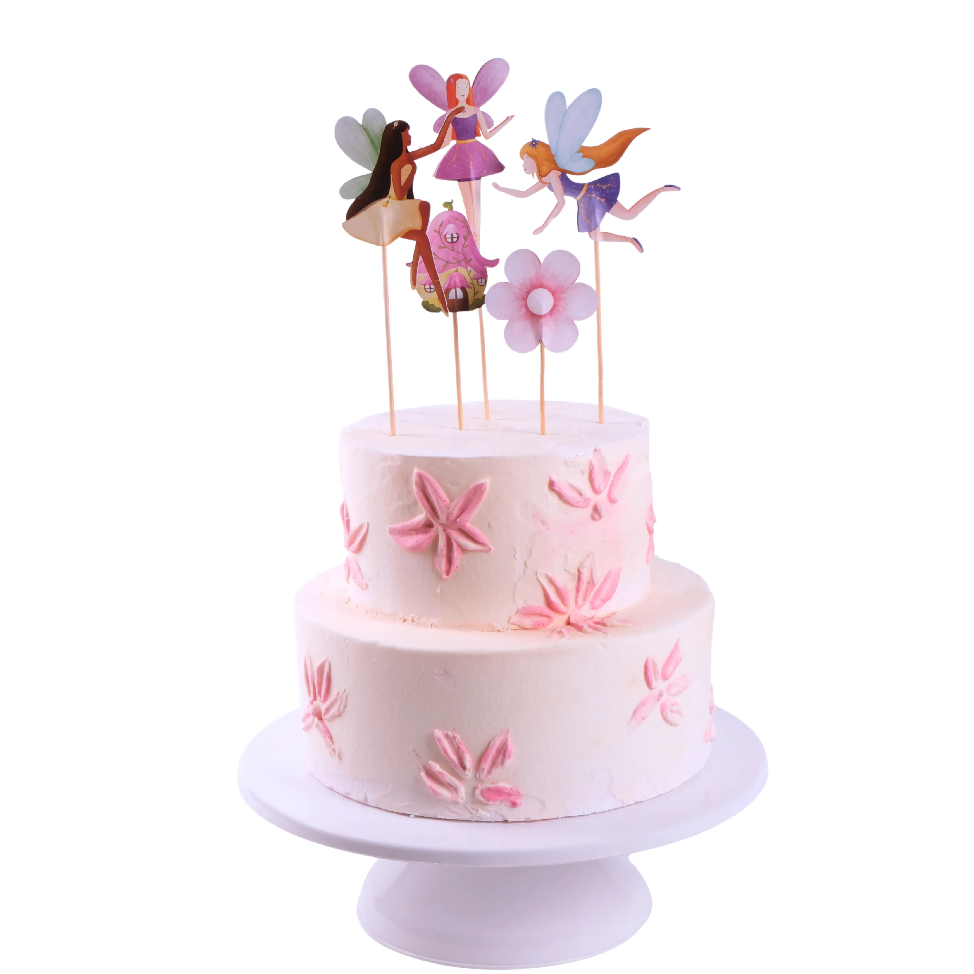 Peri Kızı Pasta Süsü Mantar Evi ve Çiçek - Fairy Cake Topper Mushroom House and Flower