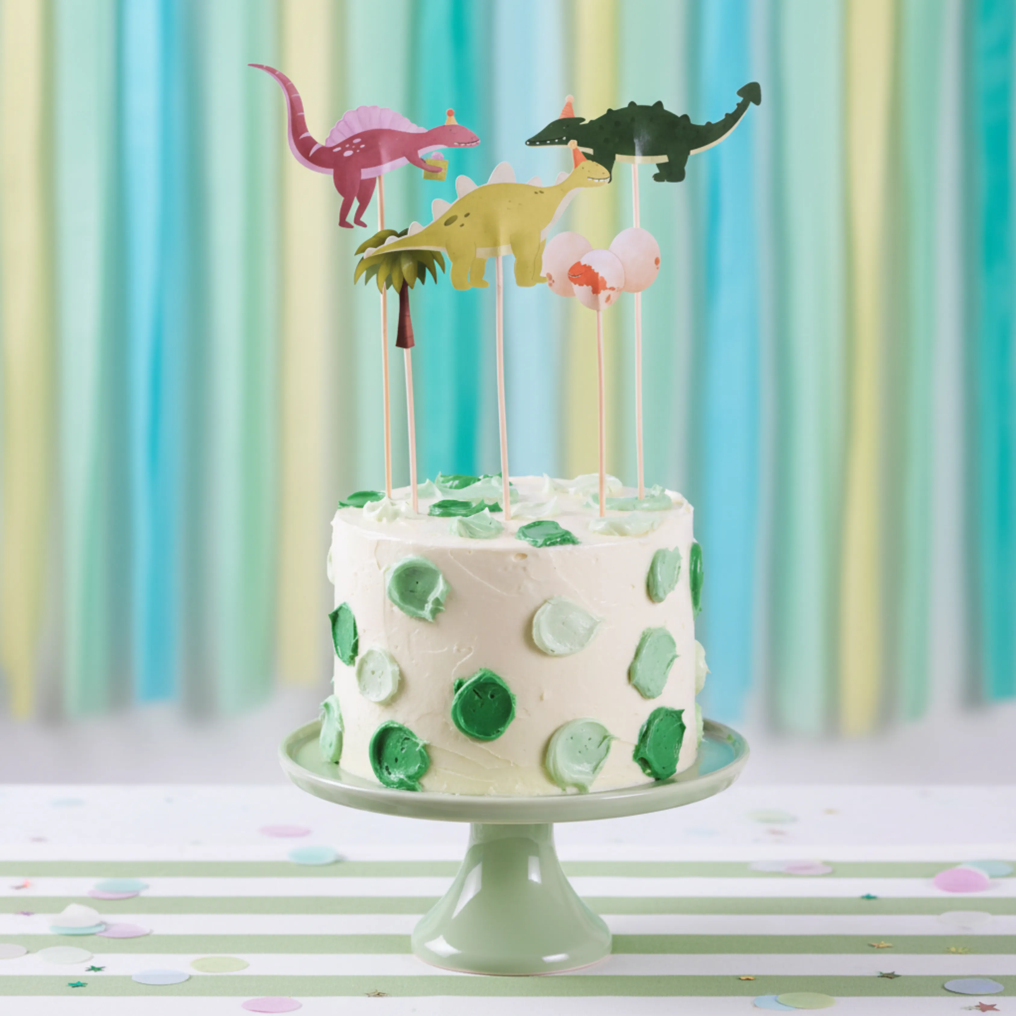 Dinozor Pasta Süsü Palmiye ve Yumurta - Dinosaur Cake Topper Palm and Egg