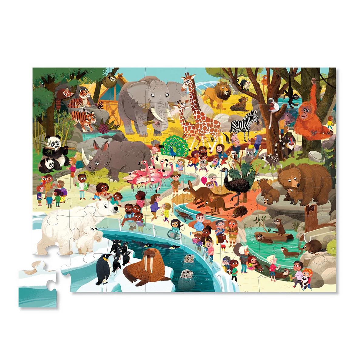 Crocodile Creek - Dekoratif Puzzle - 48 Parça - Hayvanat Bahçesinde Bir Gün