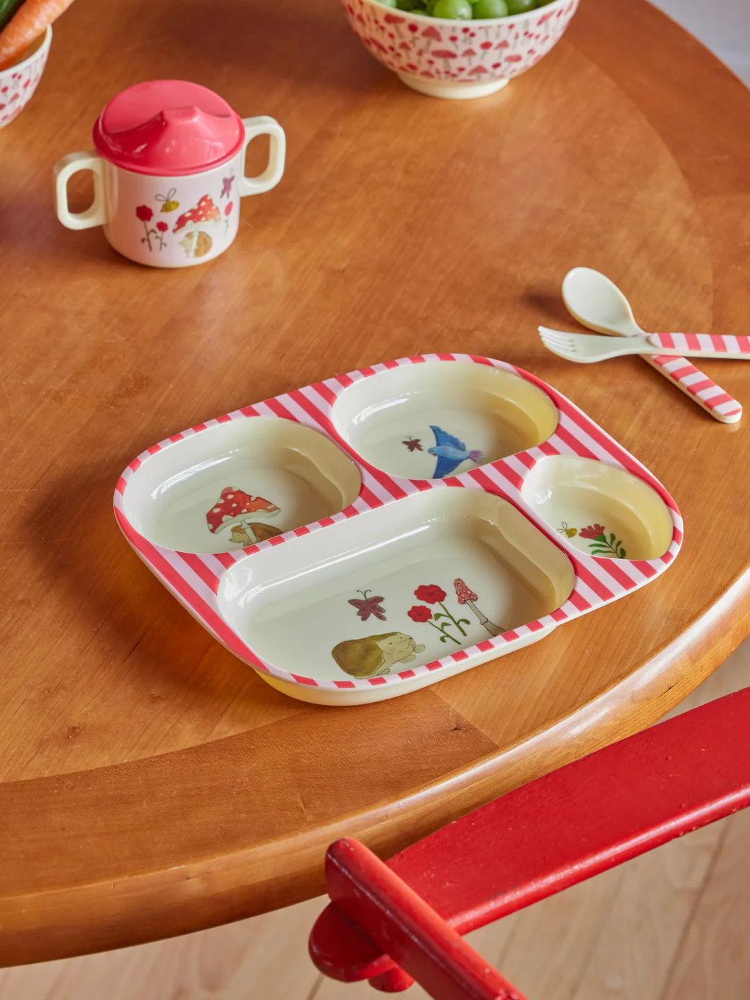 Rice - Melamin Çocuk Yemek Seti - Pembe Mutlu Orman