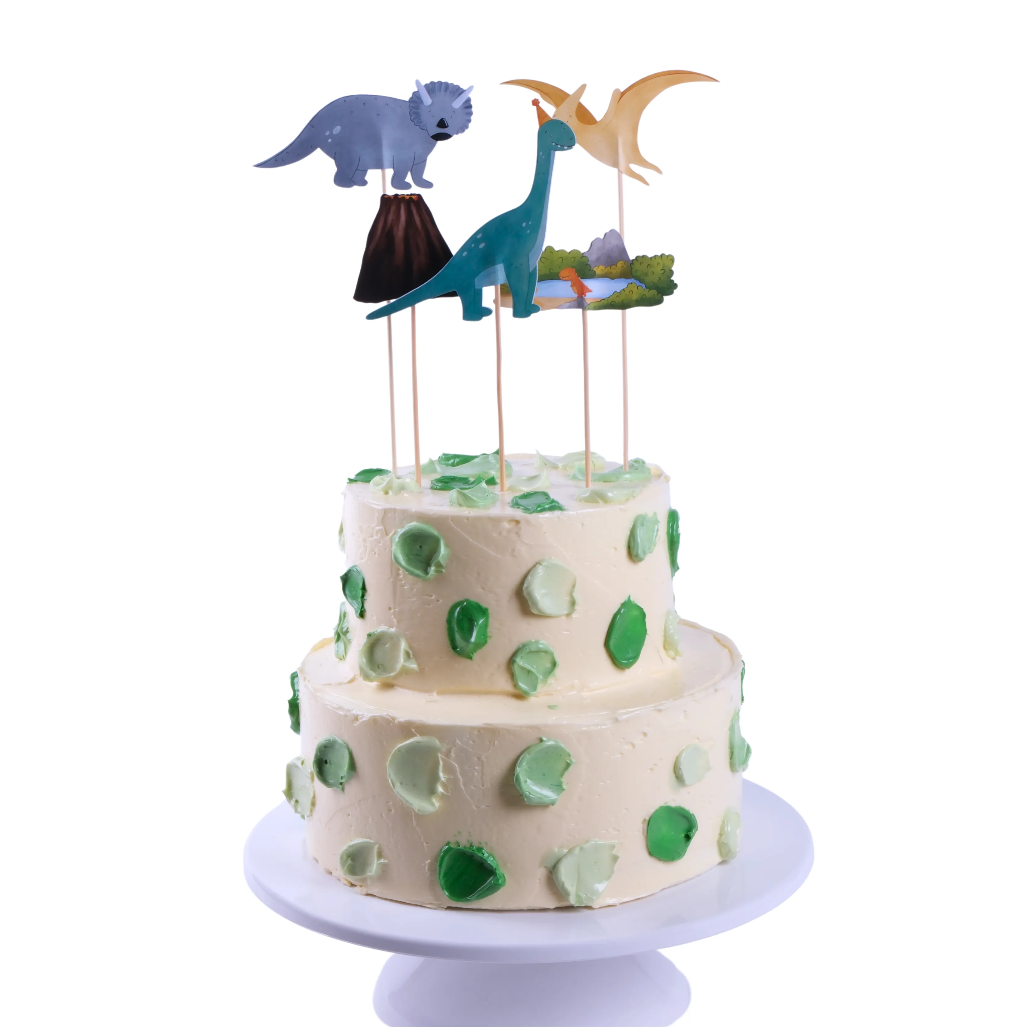Dinozor Pasta Süsü Havuz ve Yanardağ - Dinosaur Cake Topper Pool and Volcano